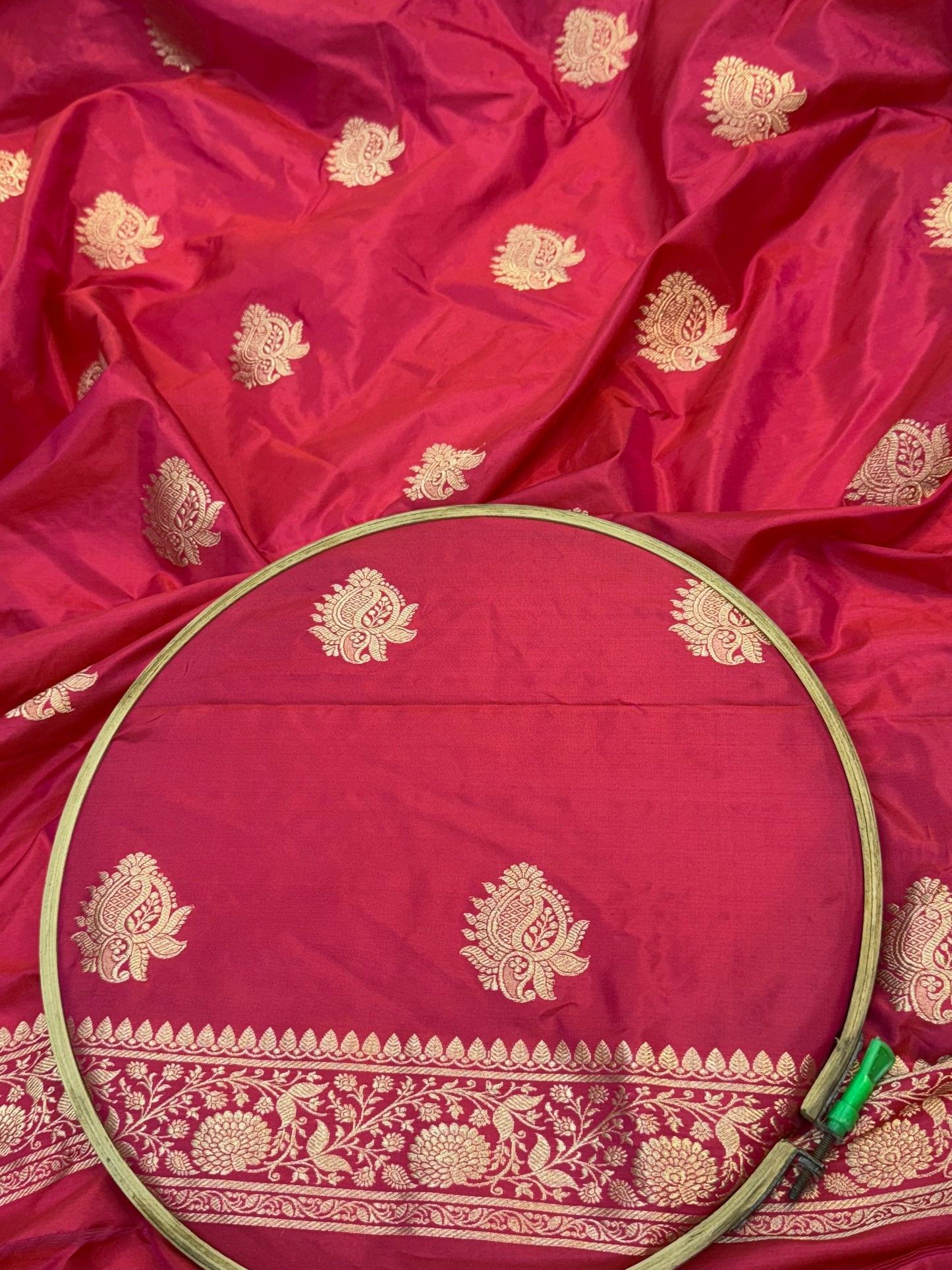 Handwoven Fuchia Pink Color Katan Suit Set