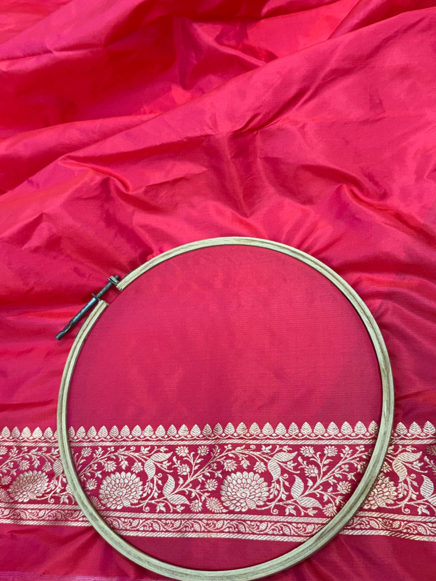 Handwoven Fuchia Pink Color Katan Suit Set