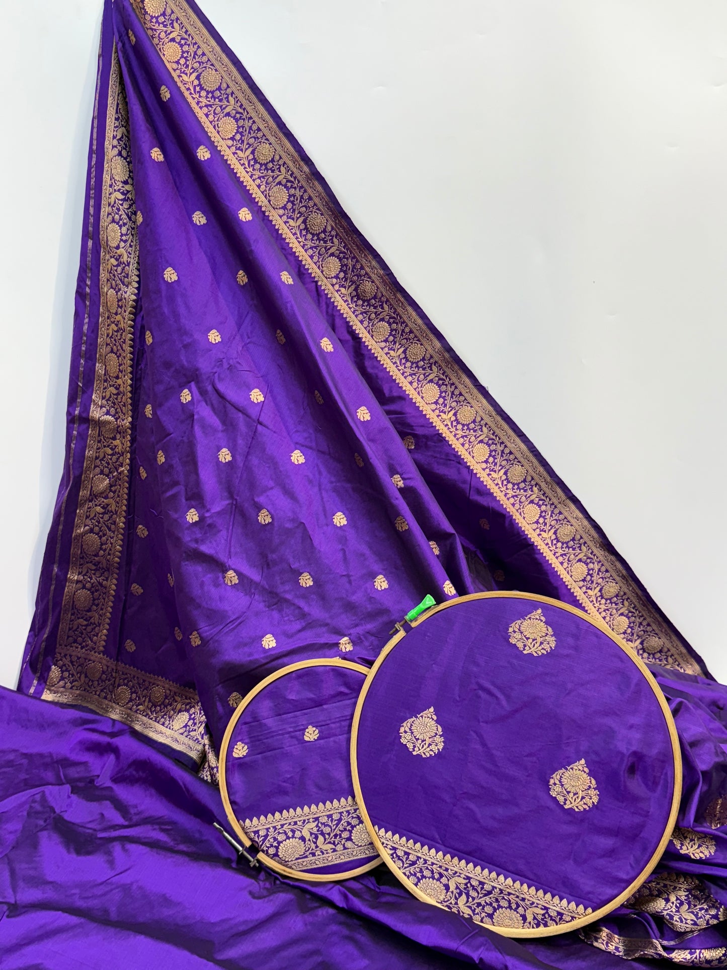 Handwoven Indigo Color Katan Suit Set