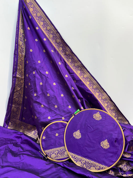 Handwoven Indigo Color Katan Suit Set