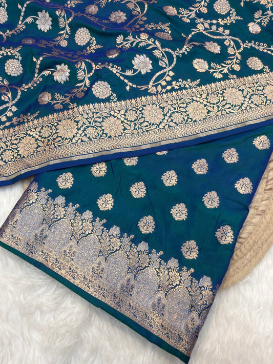 Peacock Blue Colour Katan Silk Suit Set