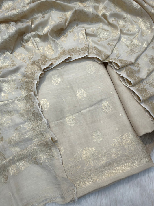 Pure Munga Silk Beige Colour Suit Set