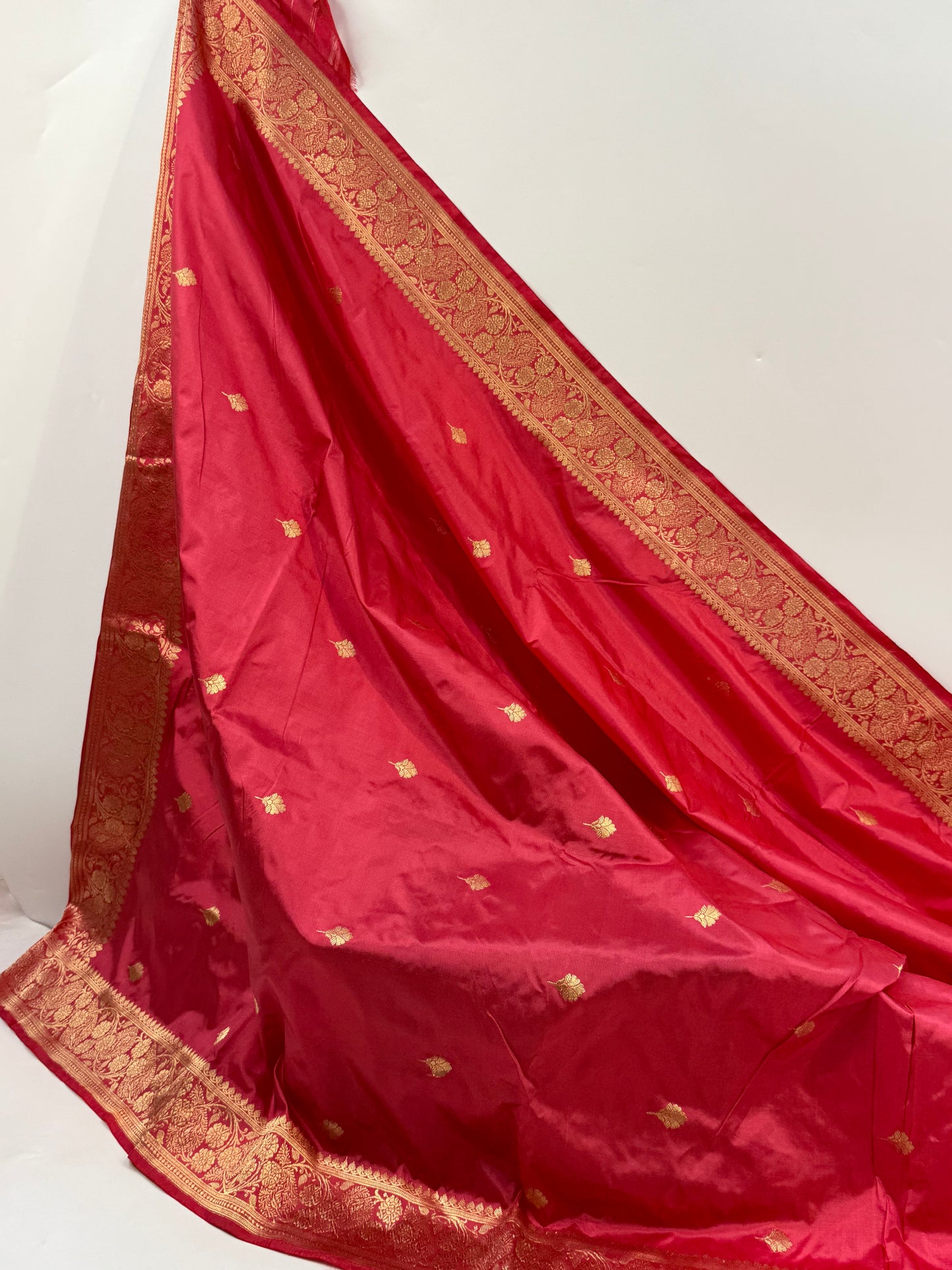 Handwoven Stowberry Colour Katan Silk Suit Set