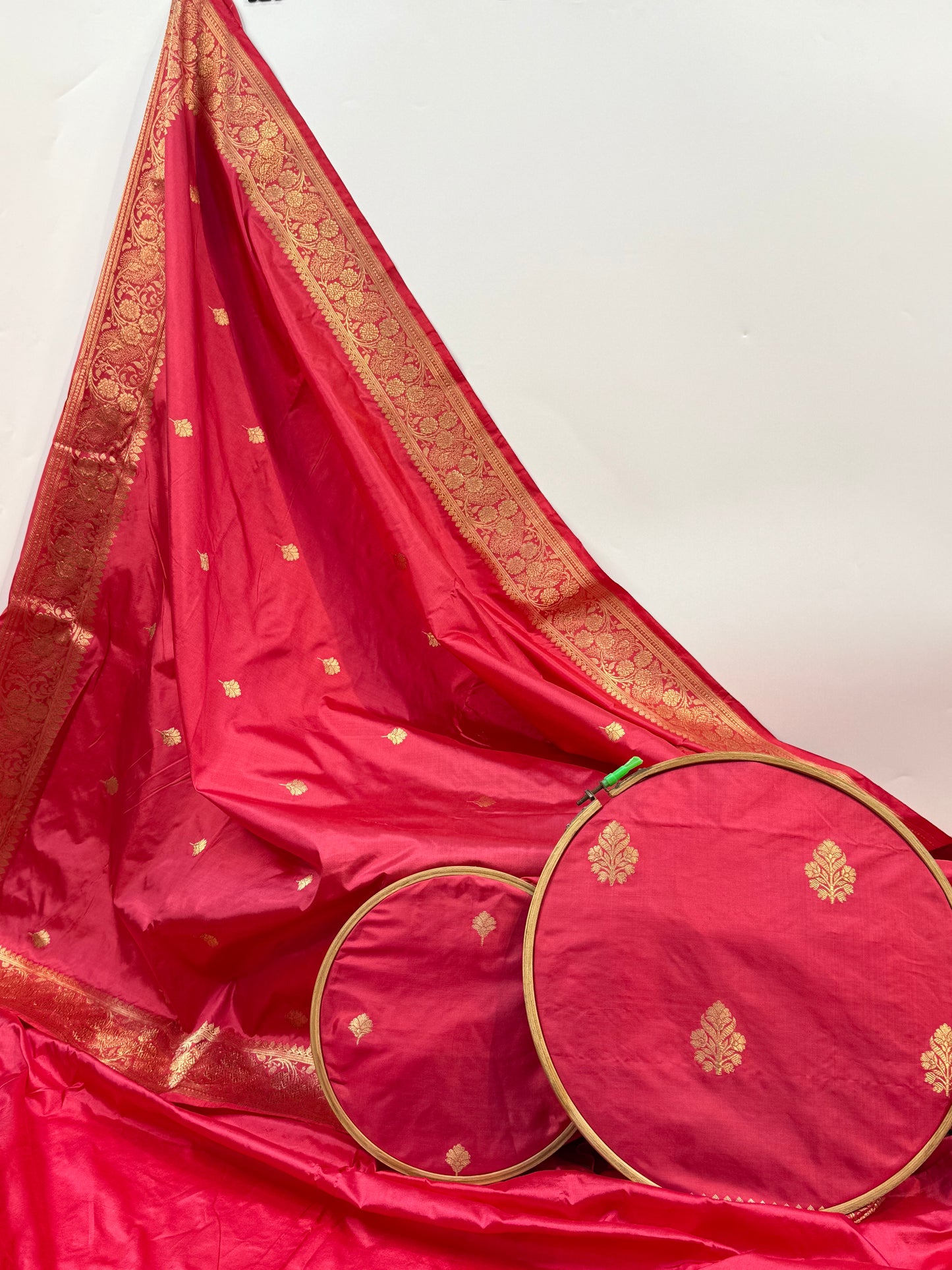 Handwoven Stowberry Colour Katan Silk Suit Set