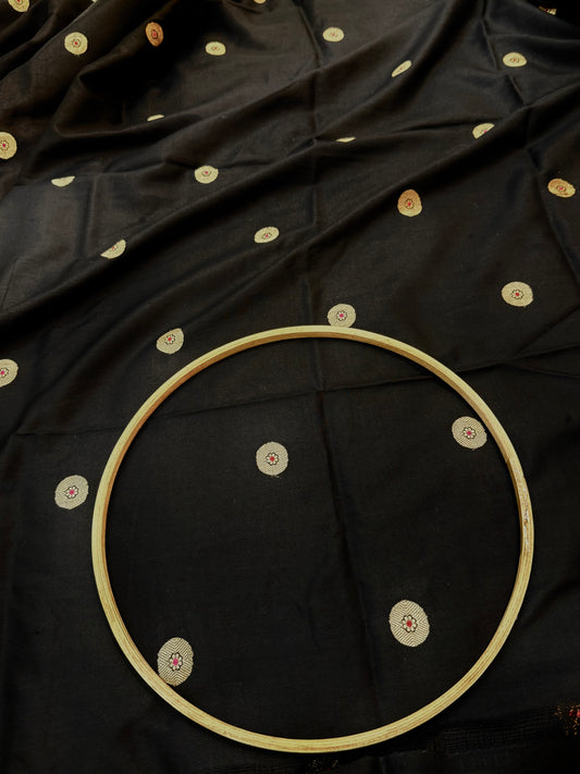Handwoven Black Color Chinya Suit Set