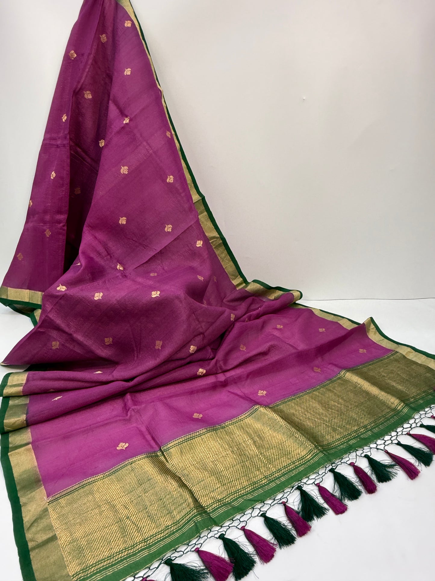 Handwoven Bottle Green Color Tusser Suit