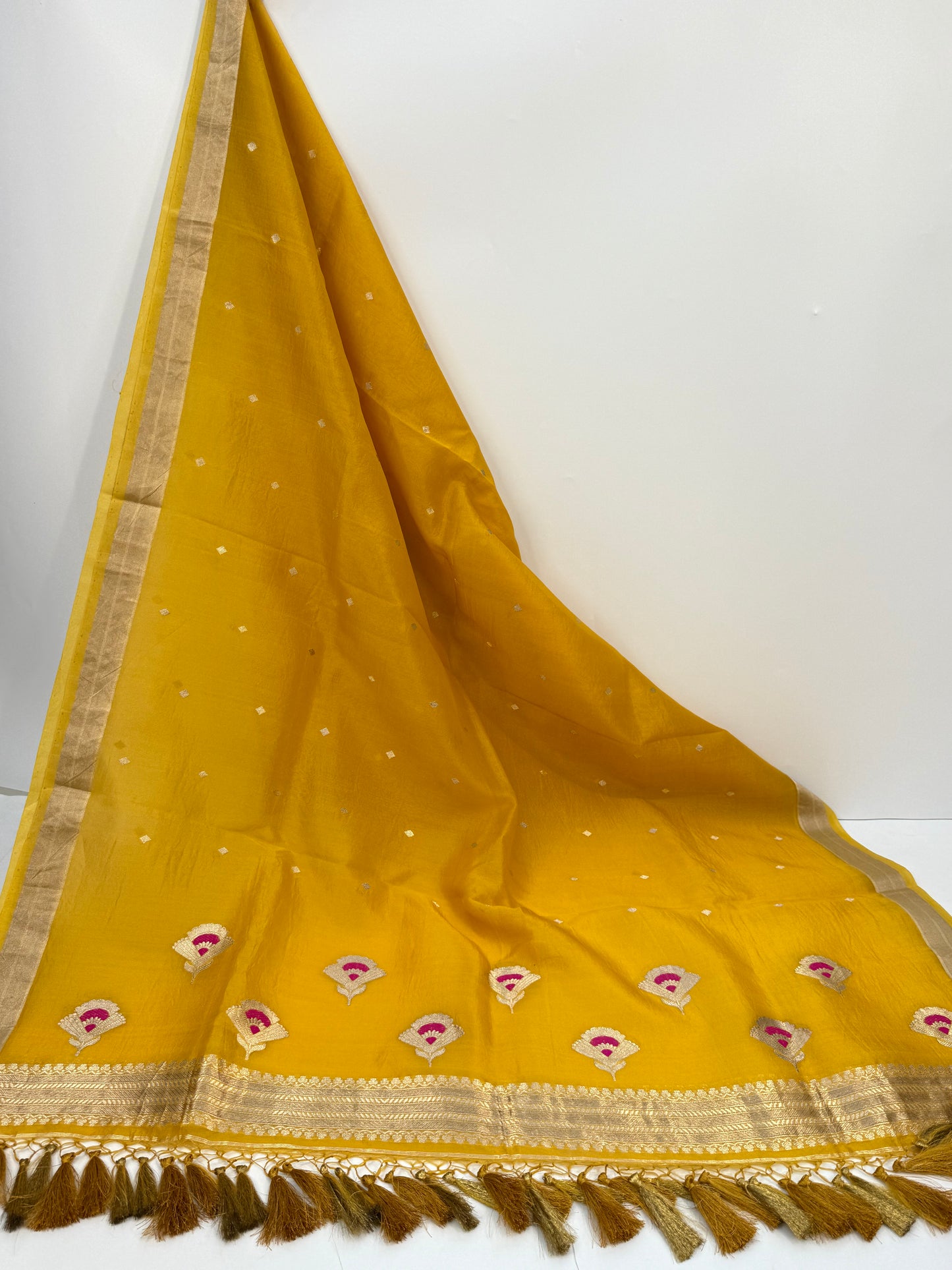 Handwoven Yellow Colour Raw Silk Suit Set