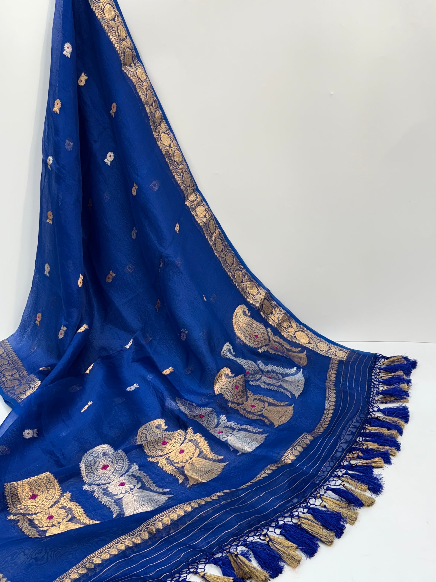 Handwoven Royal Blue Color Raw Silk Suit