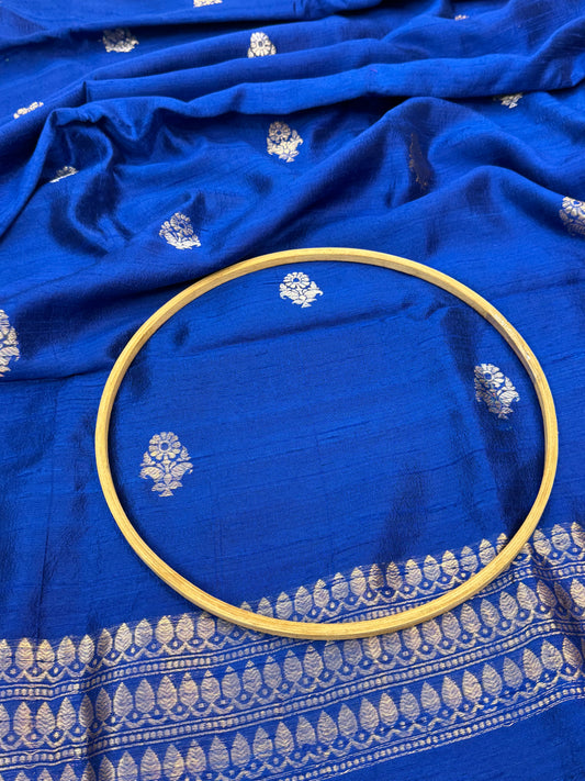Handwoven Royal Blue Color Raw Silk Suit