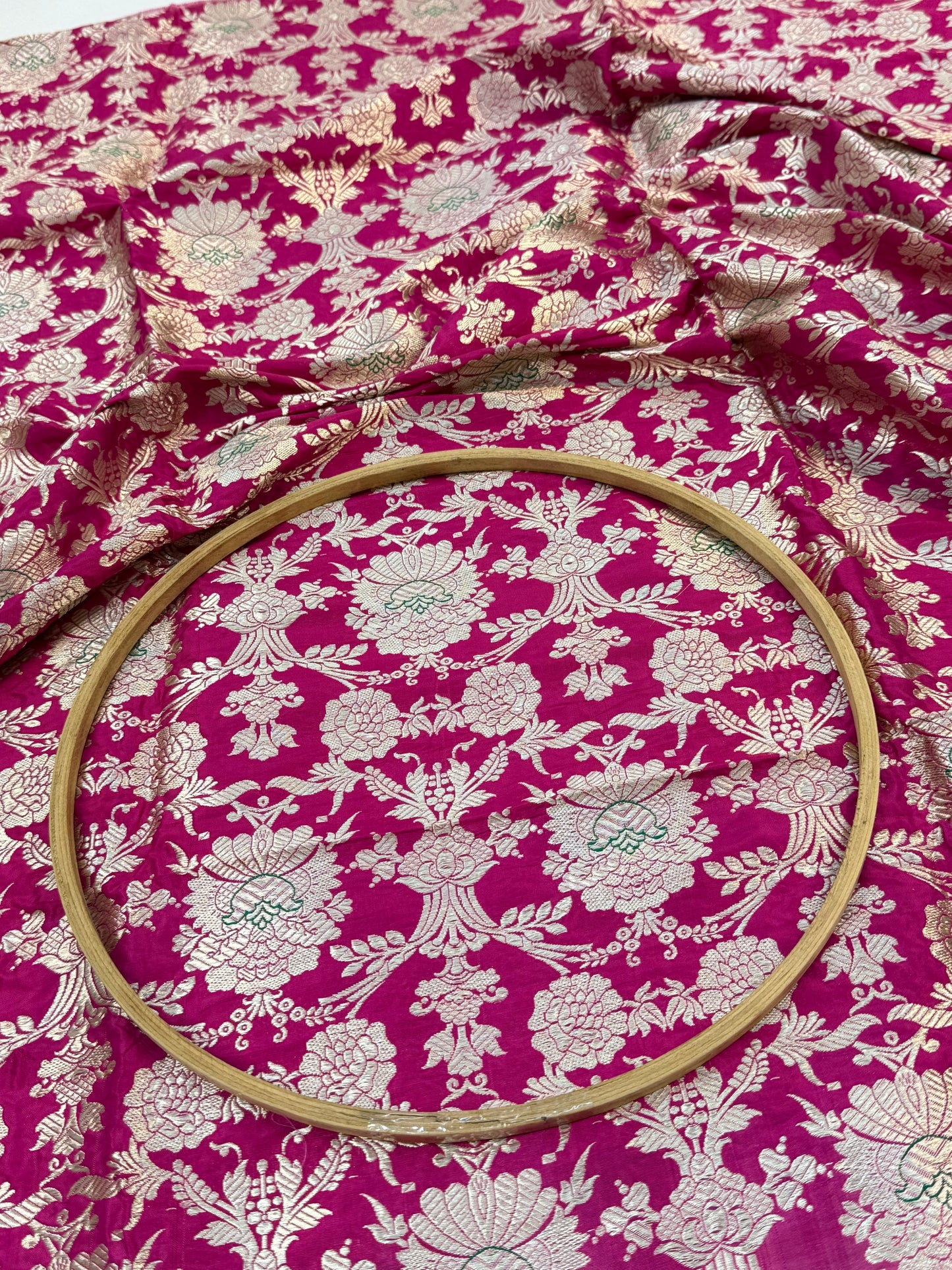 Handwoven Rani Colour Pure Brocade Silk Suit Set