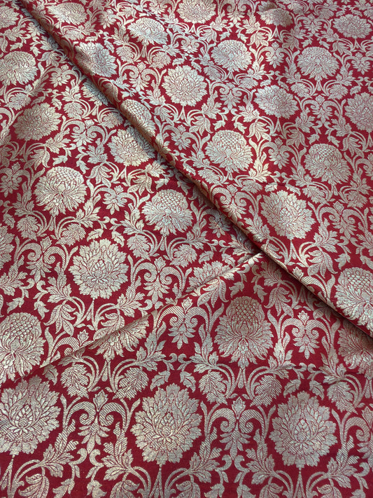 Pure Banarasi Brocade Red Colour Fabrics