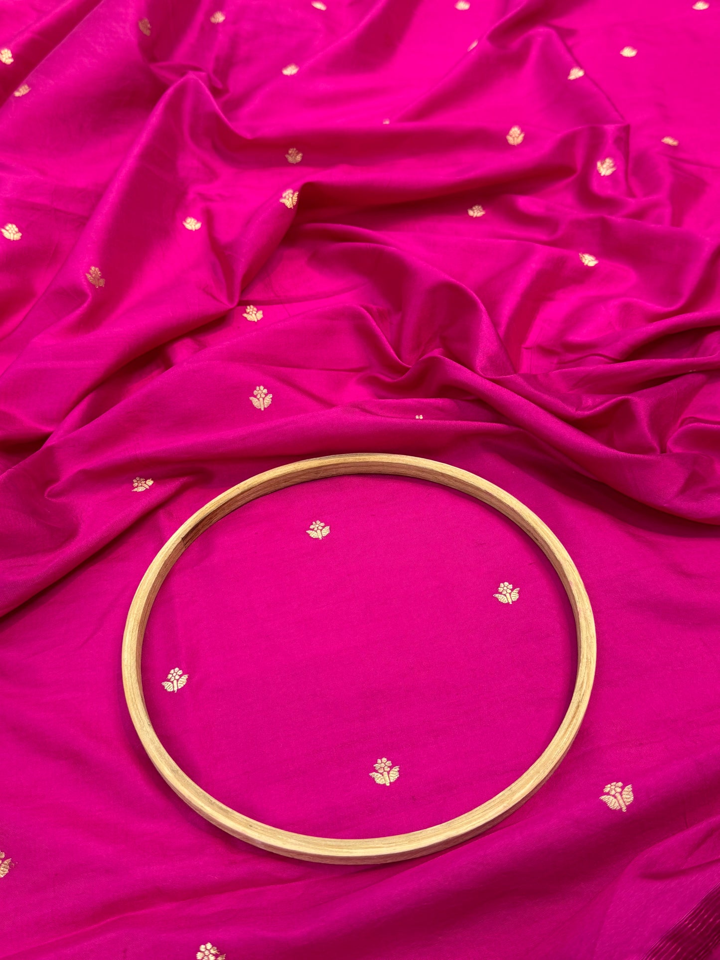 Handwoven Rani Pink Colour Katan Suit Set