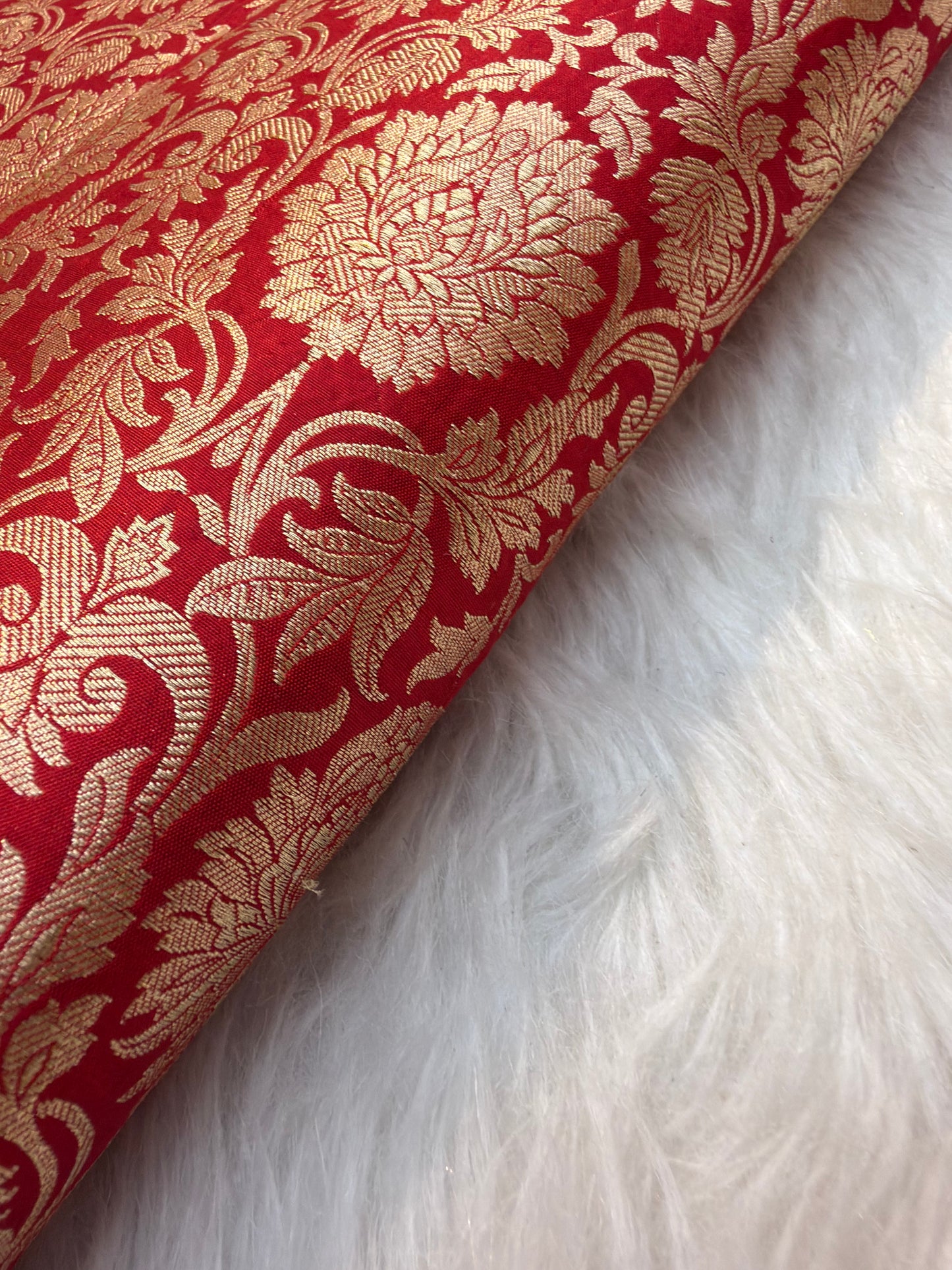 Pure Banarasi Brocade Red Colour Fabrics