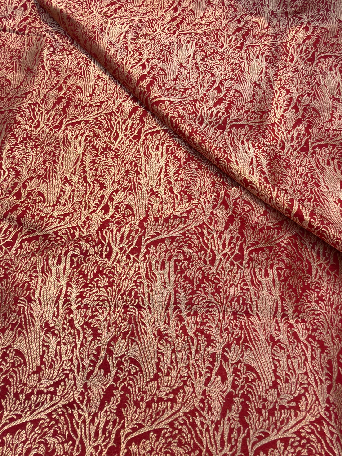 Pure Banarasi Brocade Red Colour Fabrics