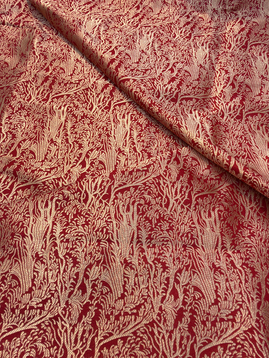 Pure Banarasi Brocade Red Colour Fabrics