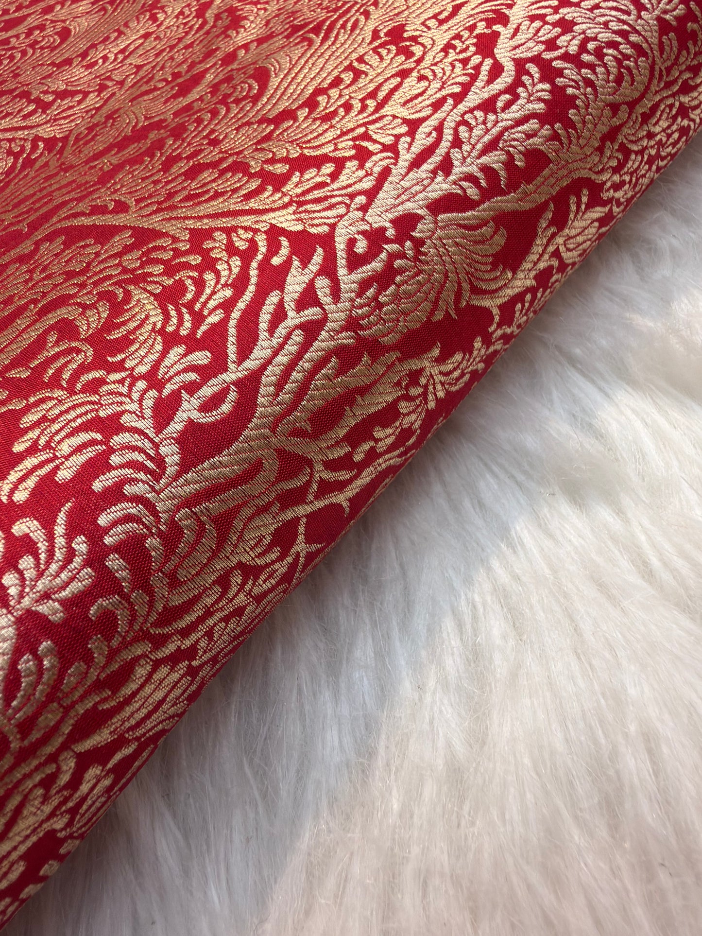 Pure Banarasi Brocade Red Colour Fabrics