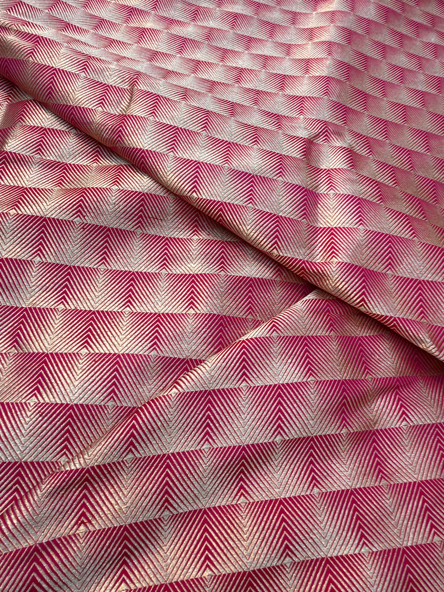 Pure Banarasi Brocade Rani Pink Colour Fabrics