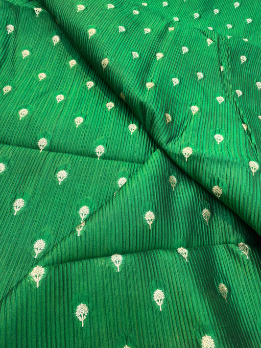 Pure Banarasi Brocade Green Colour Fabrics