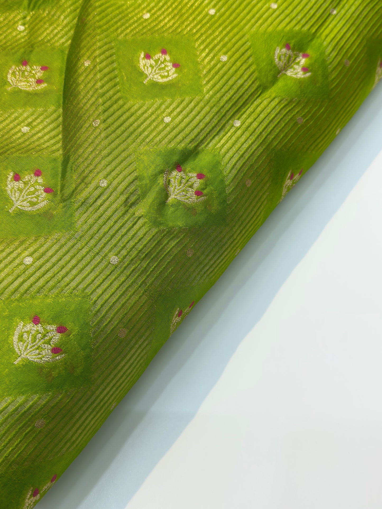 Pure Banarasi Brocade Parrot Green Colour Fabrics