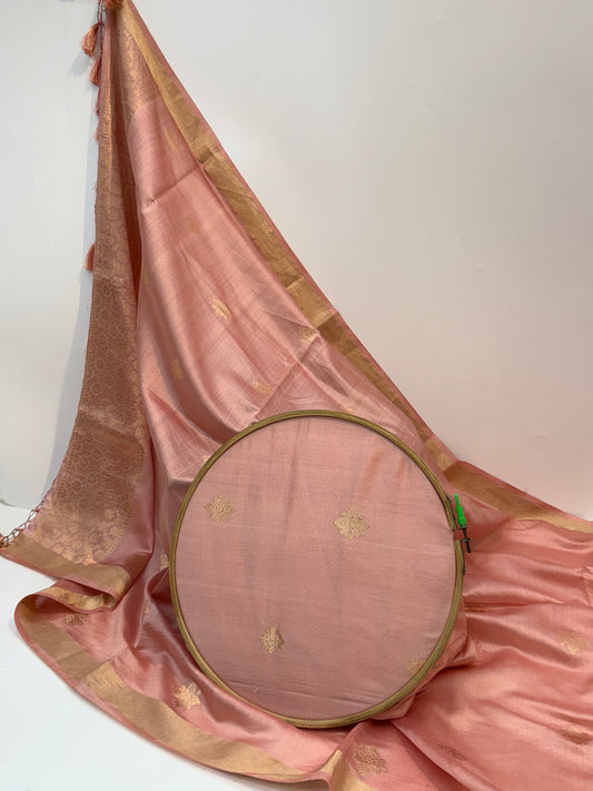 Handwoven Beige Colour Spun Silk Suit Set