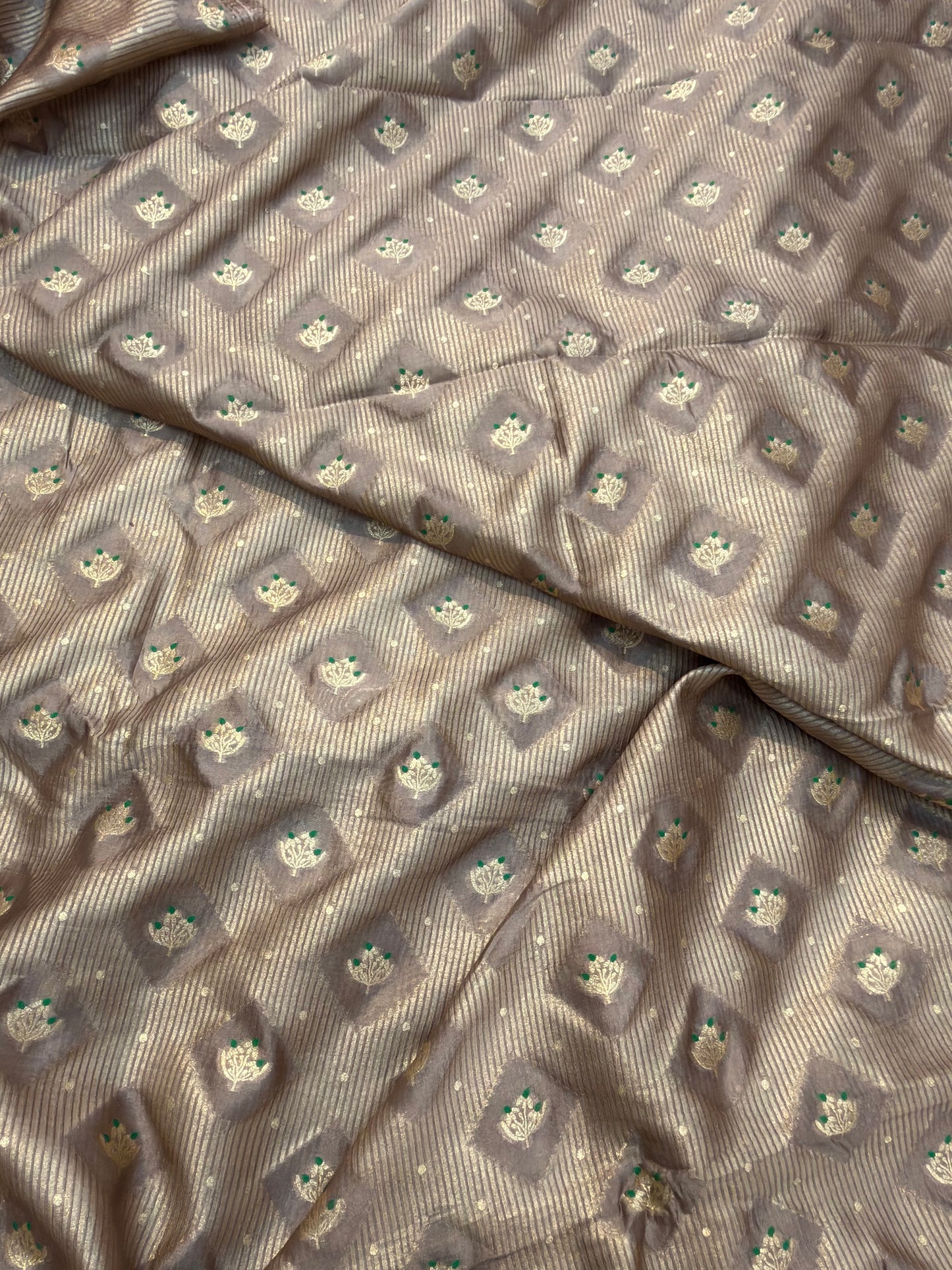 Pure Banarasi Brocade Bronze Colour Fabrics