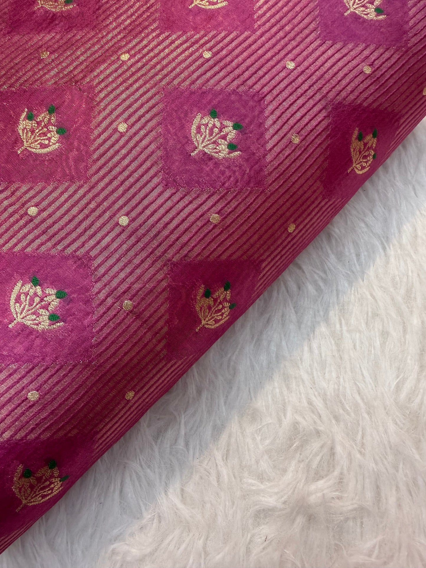 Pure Banarasi Brocade Rani Pink Colour Fabrics