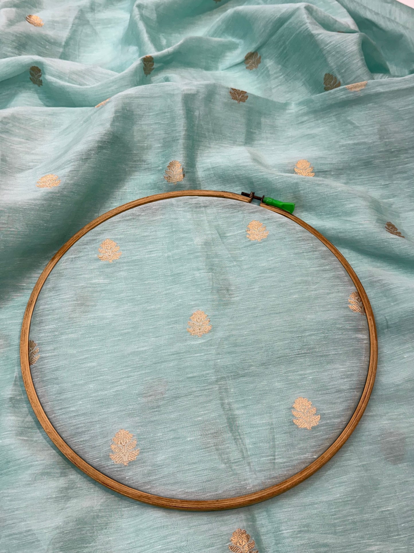 Handwoven Sky Blue Colour Linen Silk Suit Set