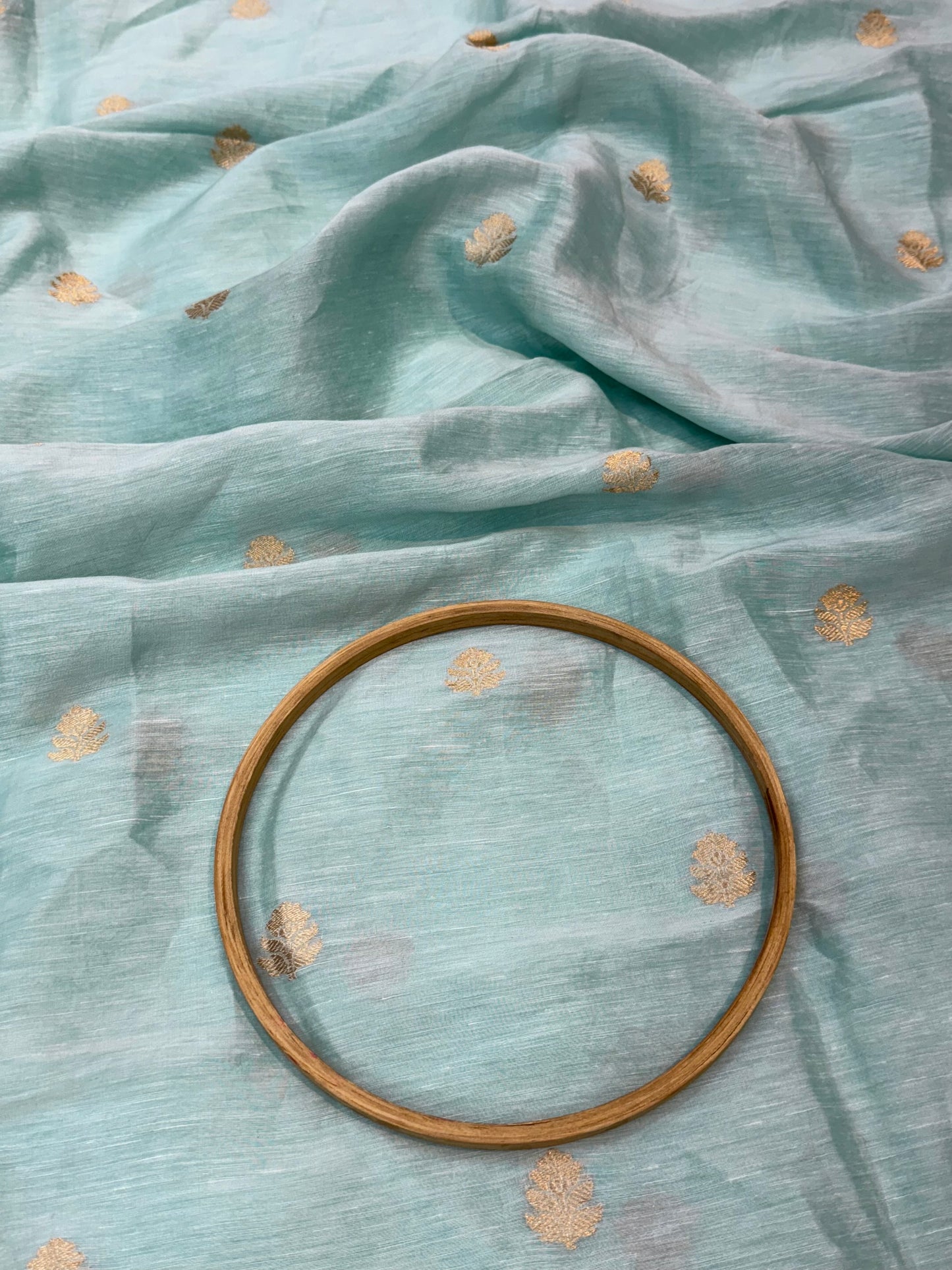 Handwoven Sky Blue Colour Linen Silk Suit Set