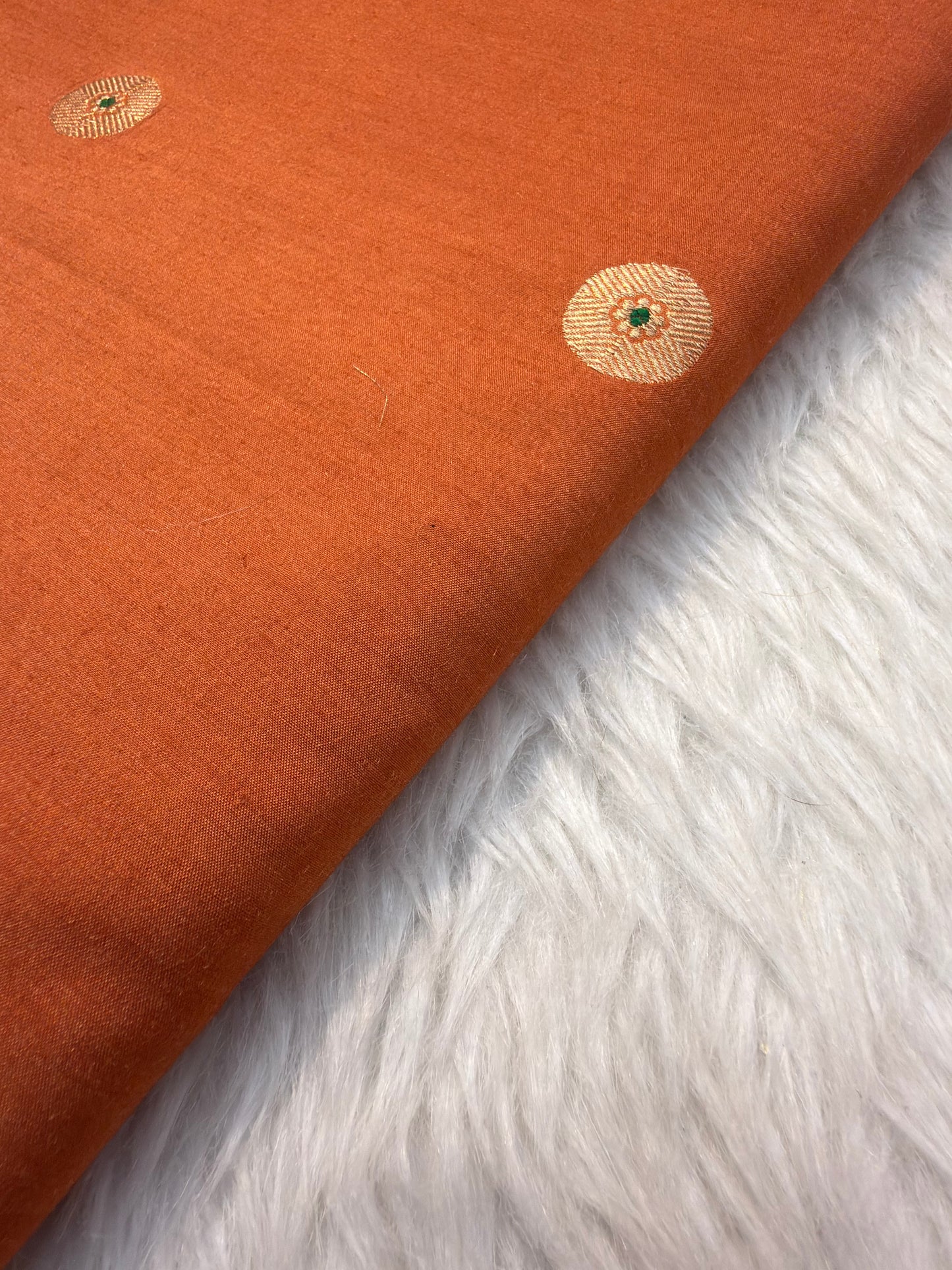 Rust Orange Colour Munga Silk Fabrics