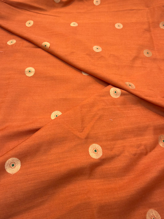 Rust Orange Colour Munga Silk Fabrics