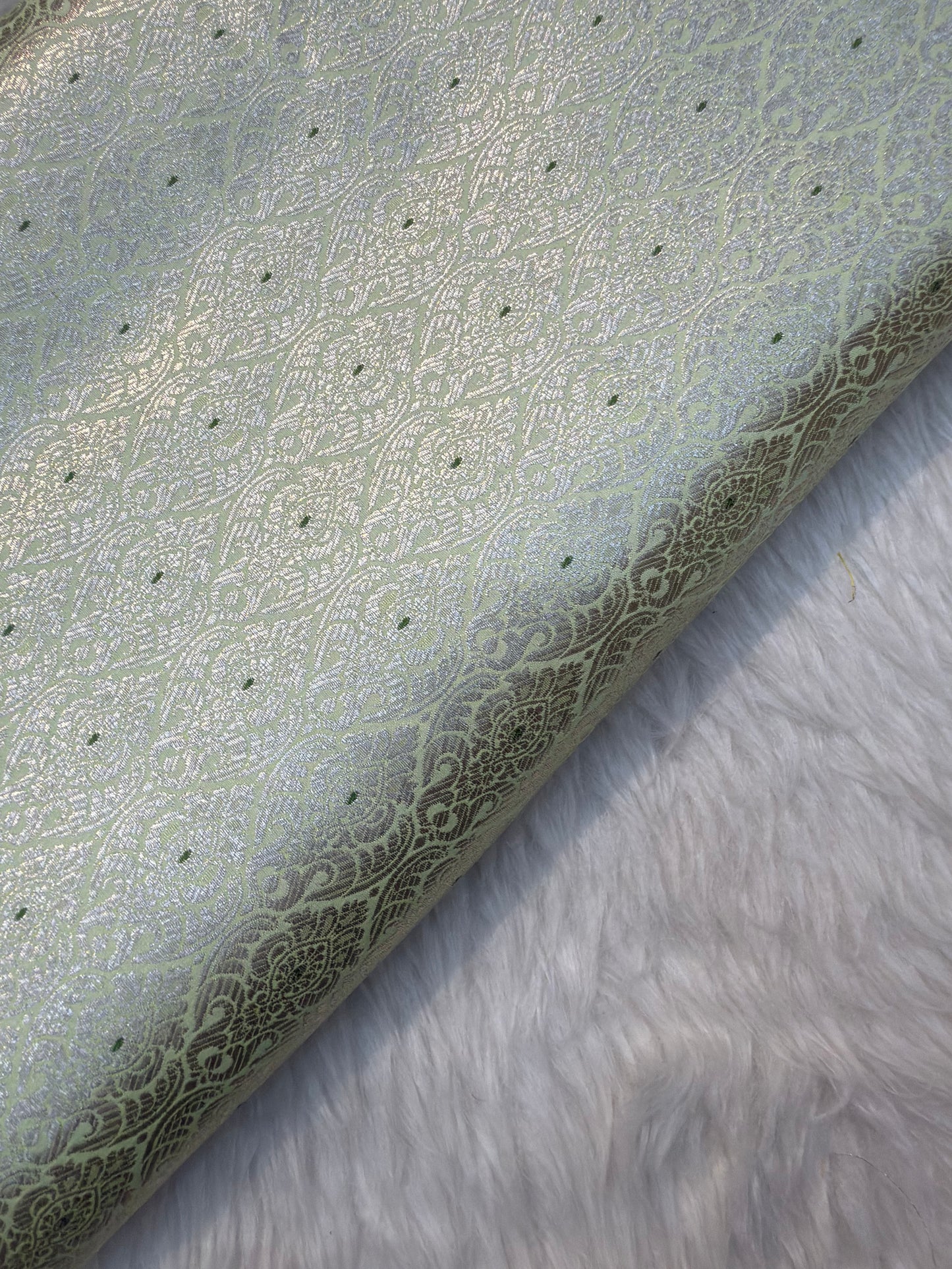 Pistachio Colour Blended Brocade Fabrics