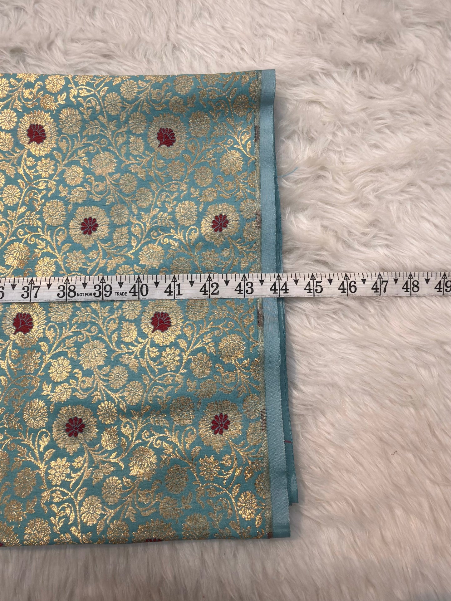 Sky Blue Colour Blended Brocade Fabrics