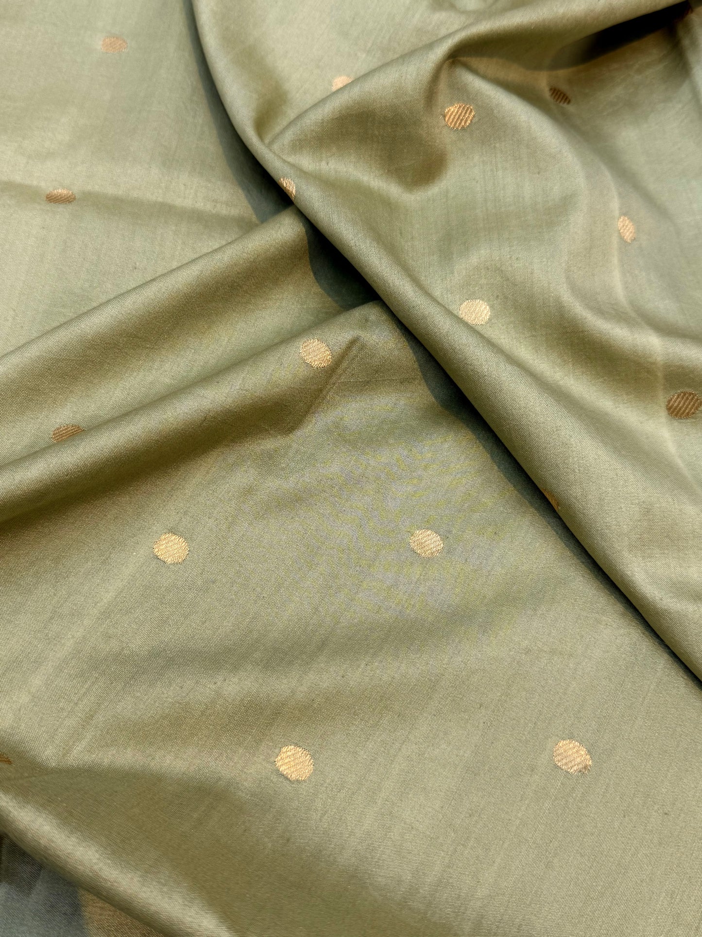 Handeoven Olive Green Color Chinya Fabric