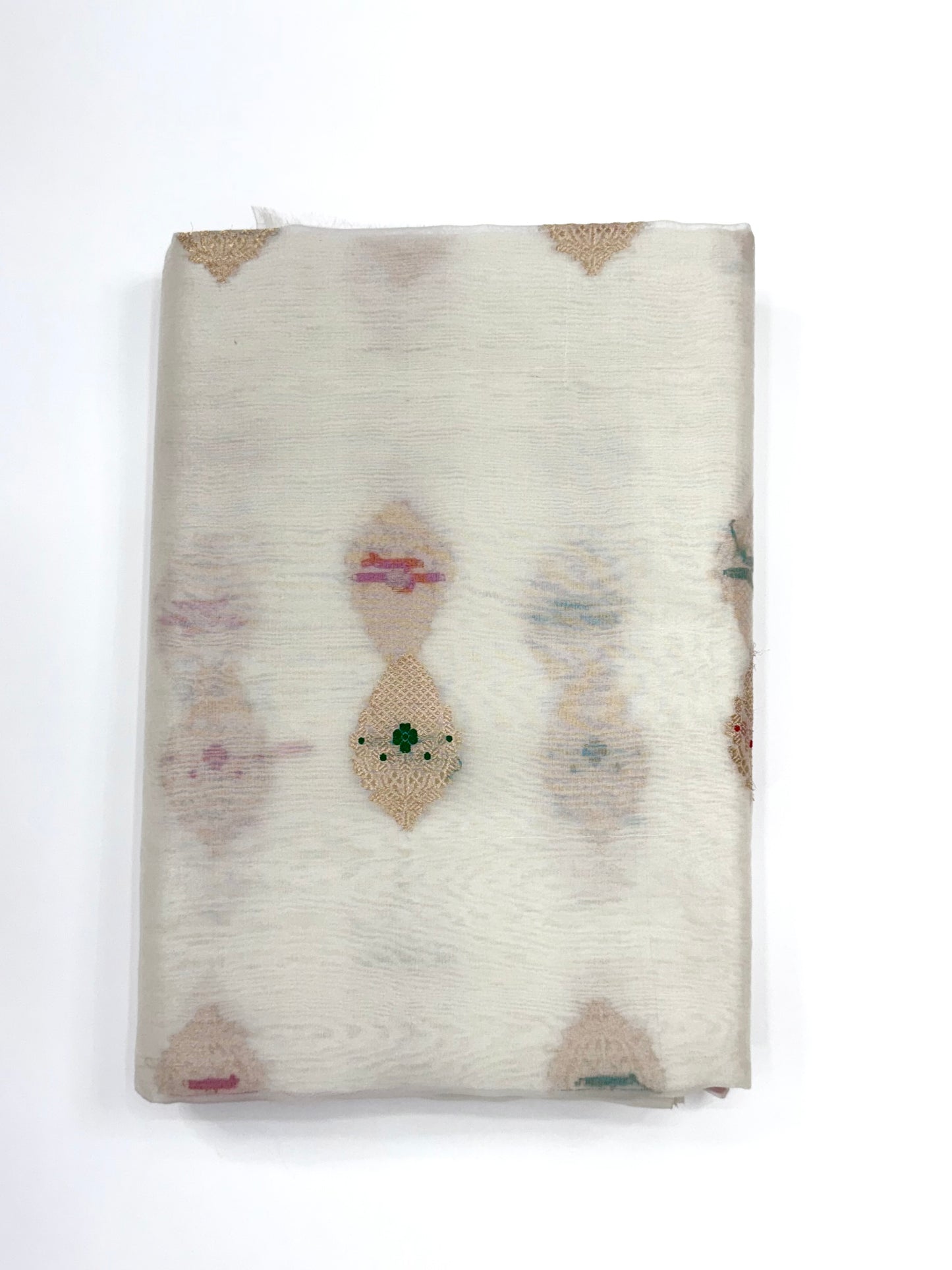 Handwoven  White Colour Organza Silk Fabrics