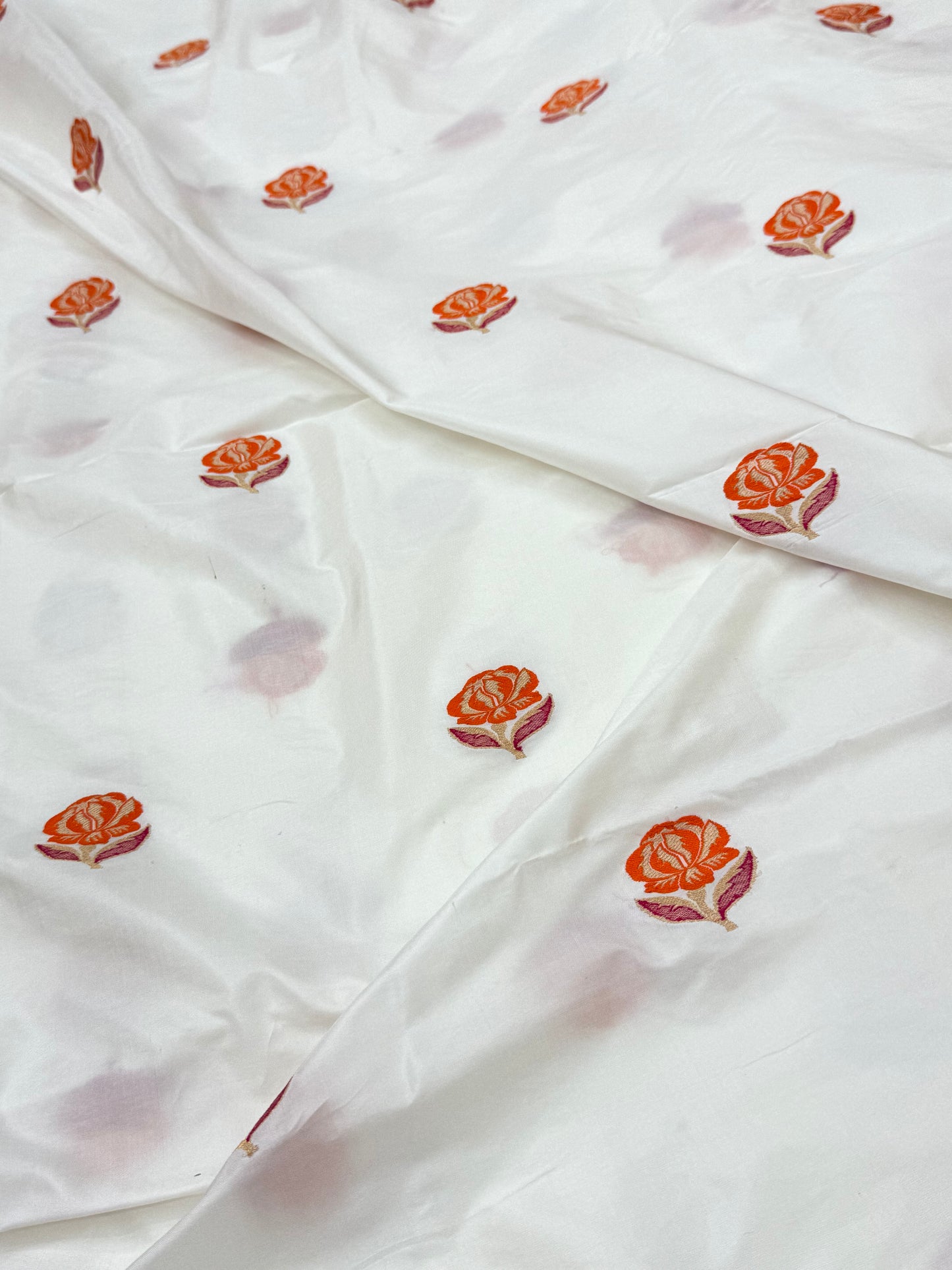 Handwoven White Color Katan silk Fabrics