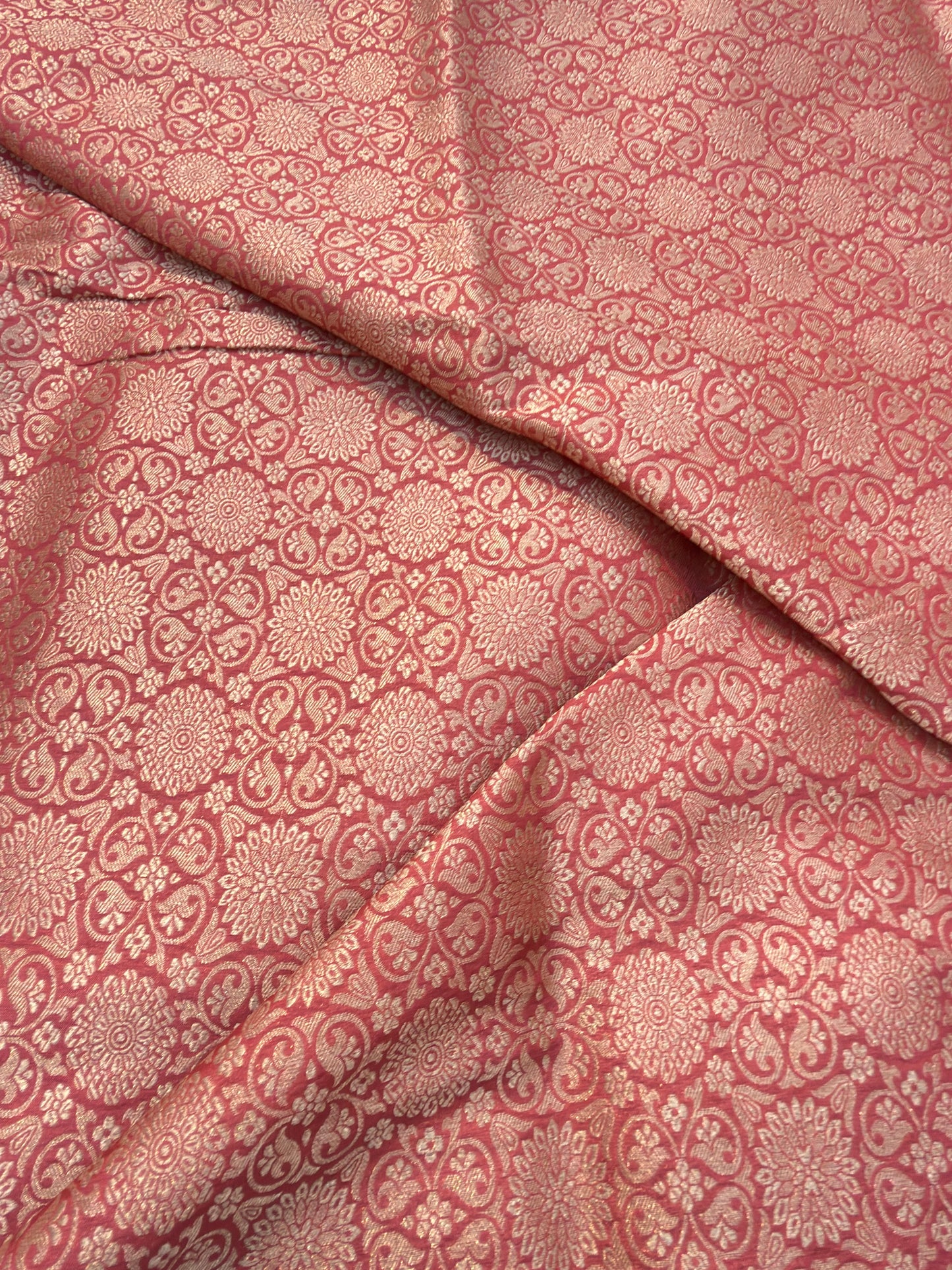 Pink Colour Blended Brocade Fabrics