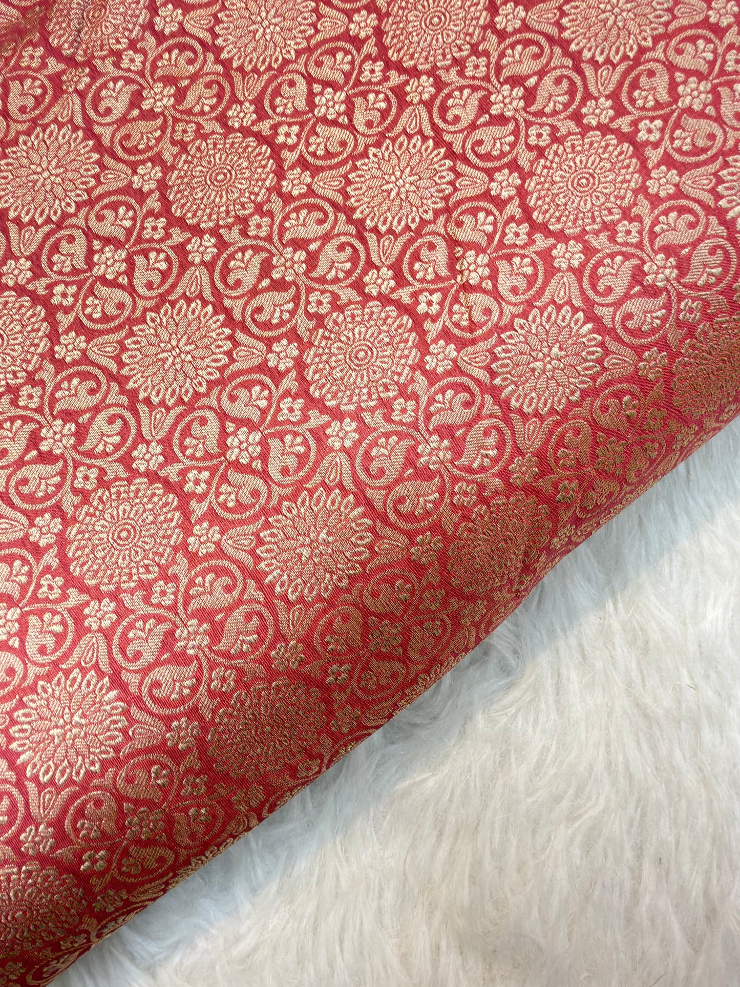 Pink Colour Blended Brocade Fabrics