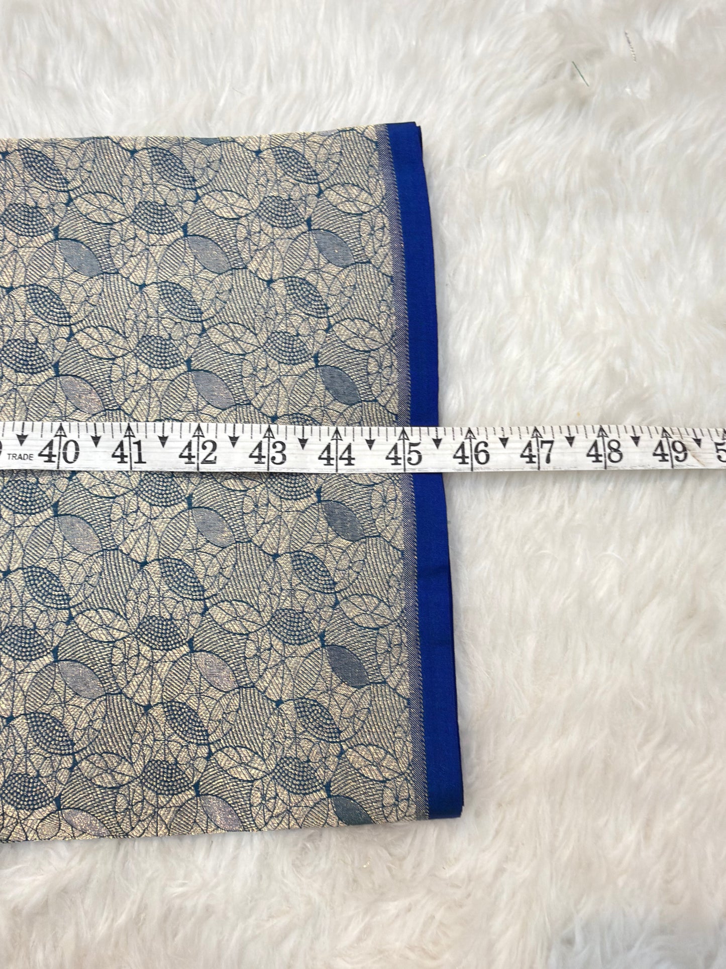 Blue Colour Blended Brocade Fabrics