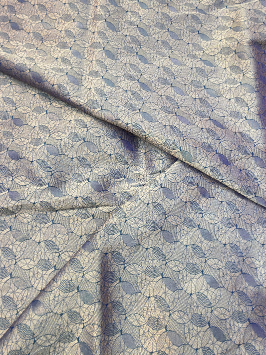 Blue Colour Blended Brocade Fabrics