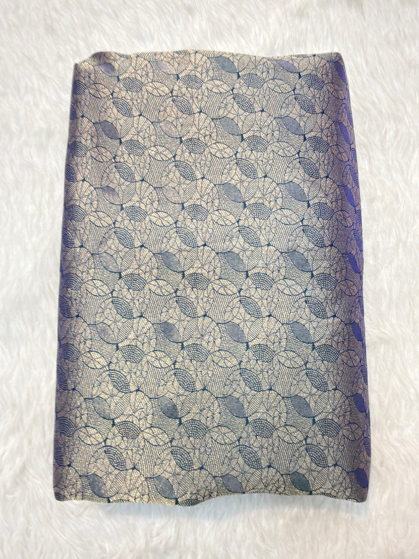 Blue Colour Blended Brocade Fabrics