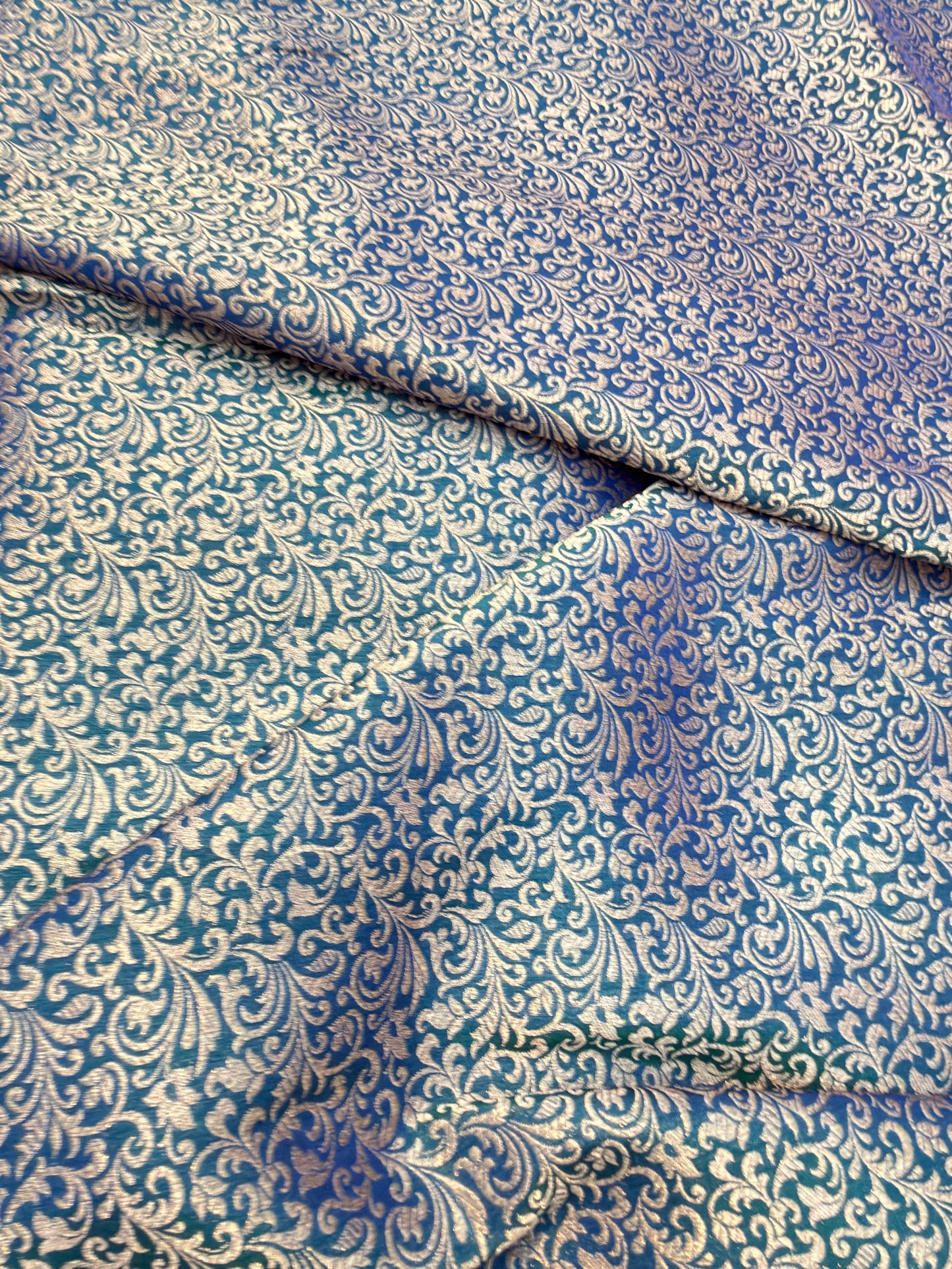 German Blue Colour Blended Brocade Fabrics