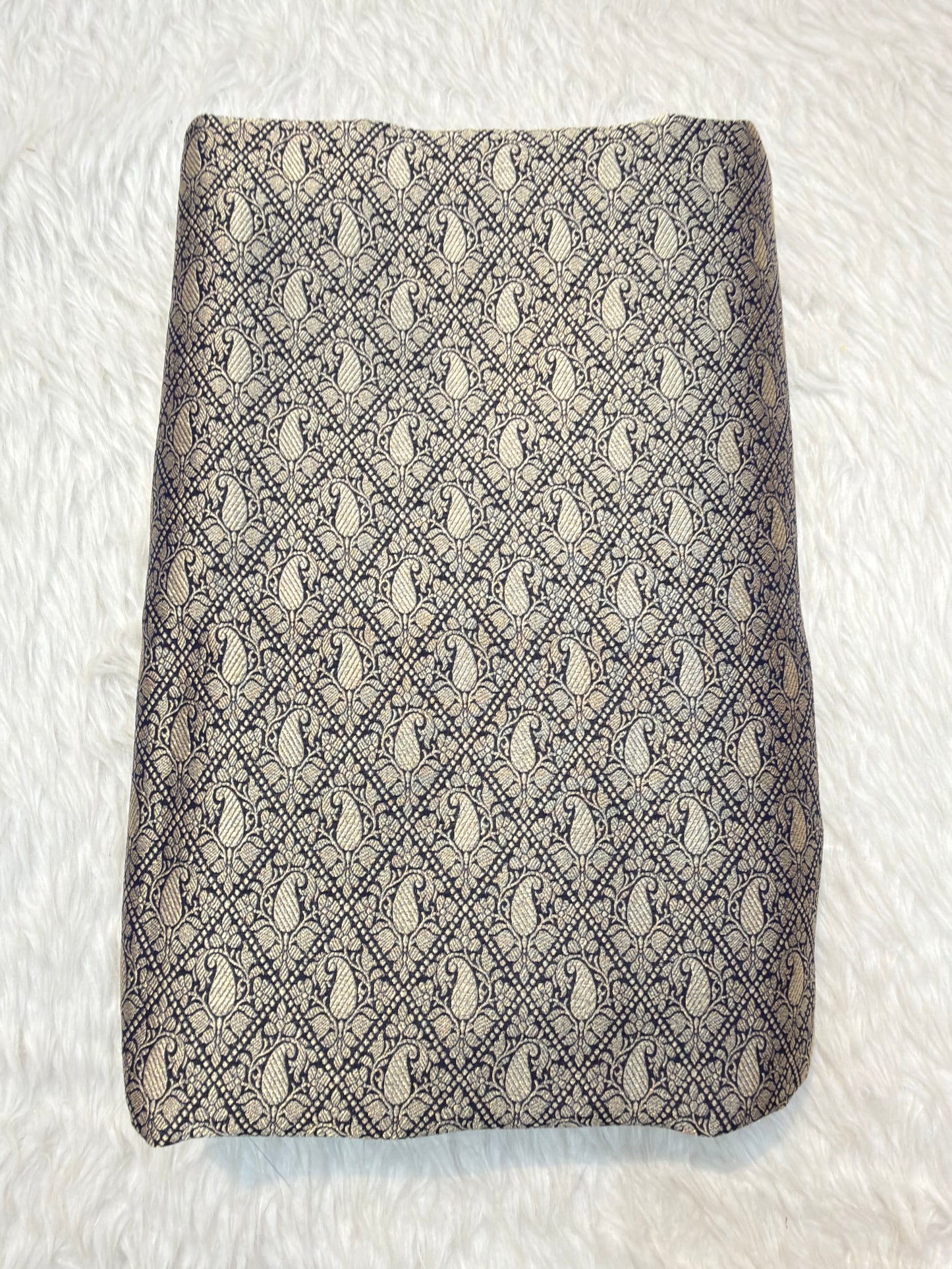 Navy blue Colour Blended Brocade Fabrics