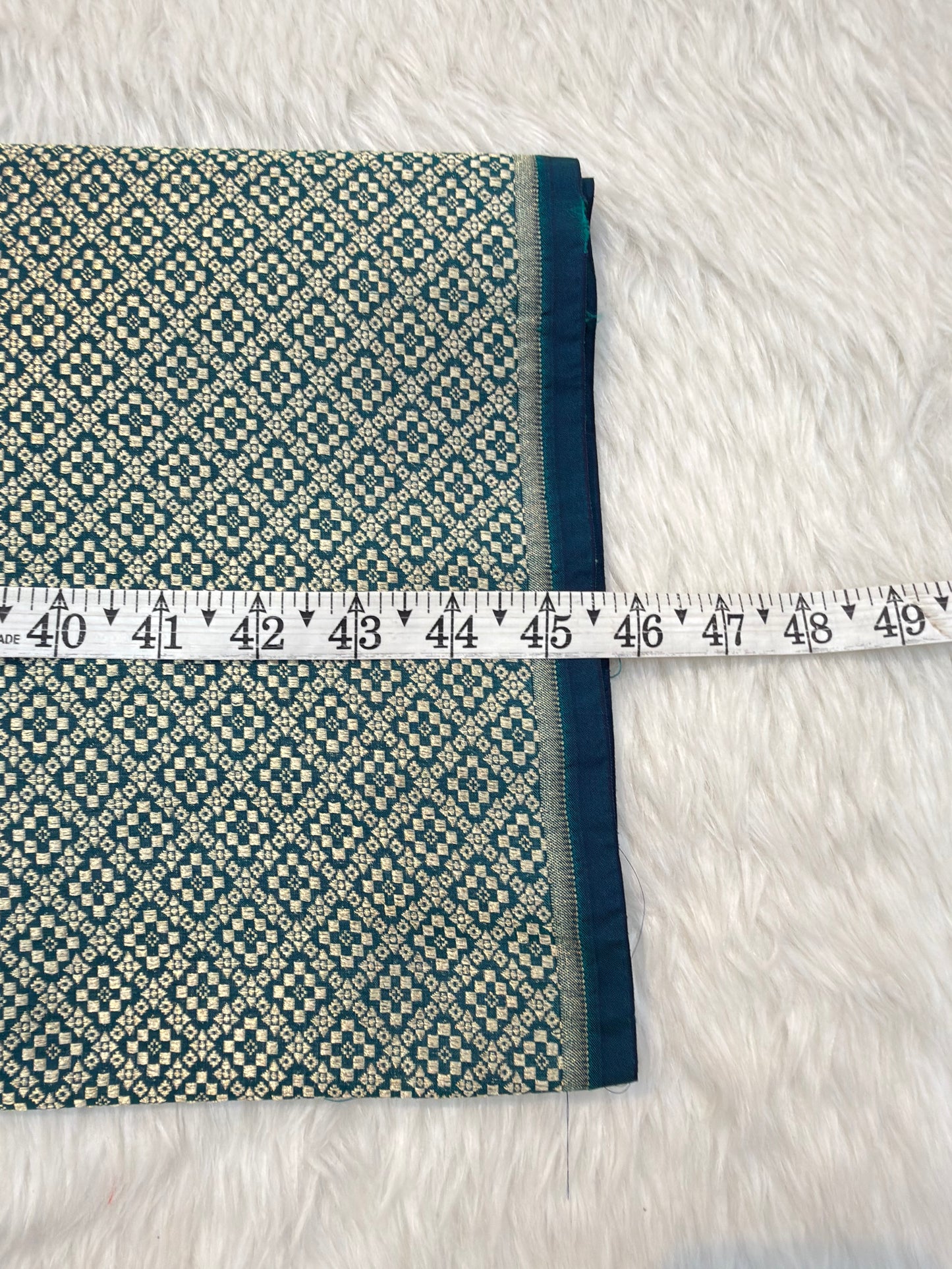 German Blue Colour Blended Brocade Fabrics