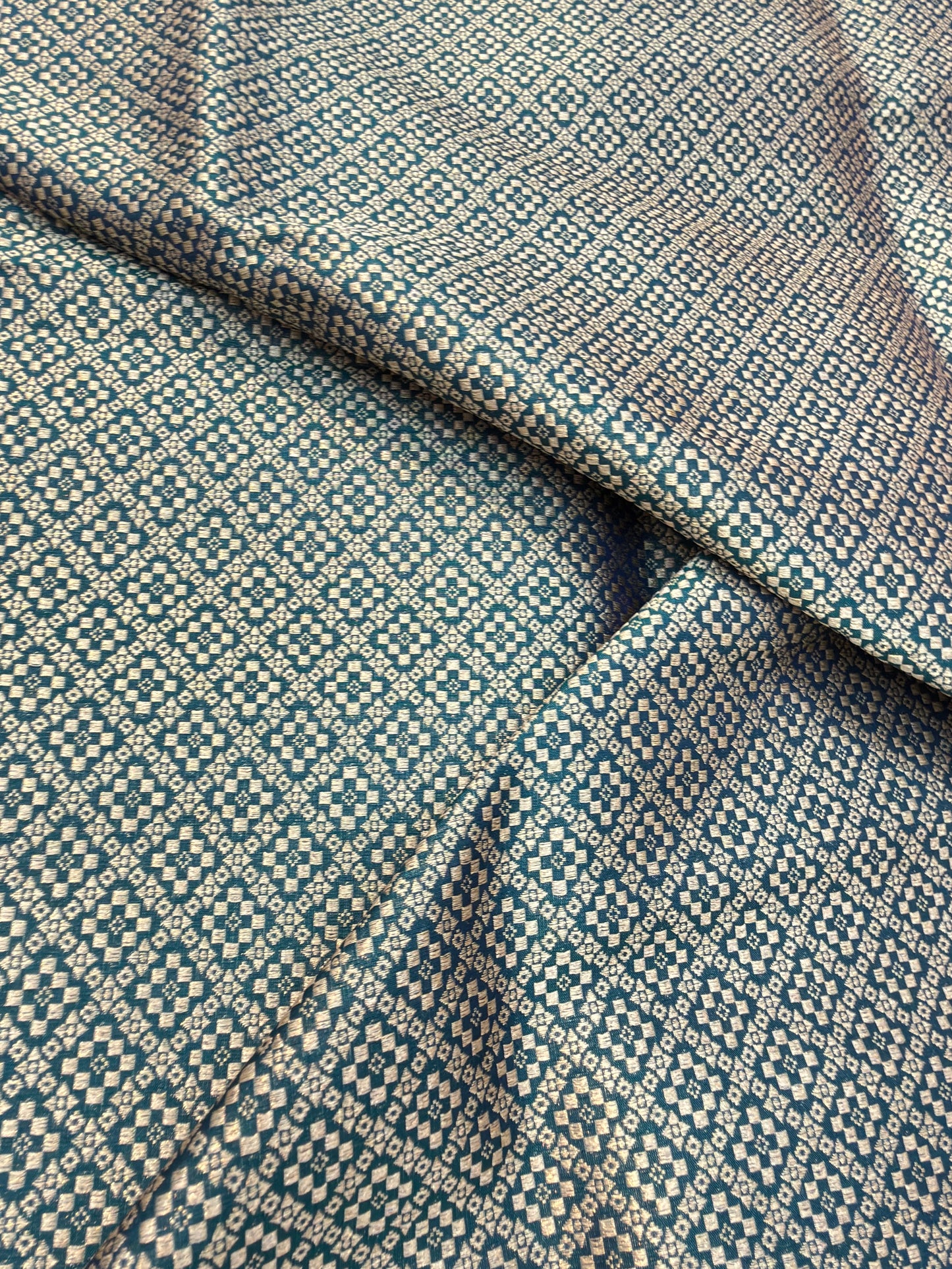 German Blue Colour Blended Brocade Fabrics