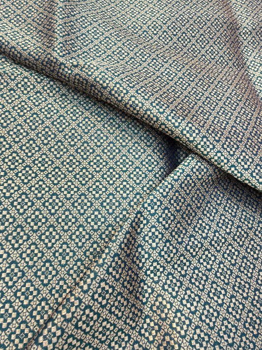German Blue Colour Blended Brocade Fabrics