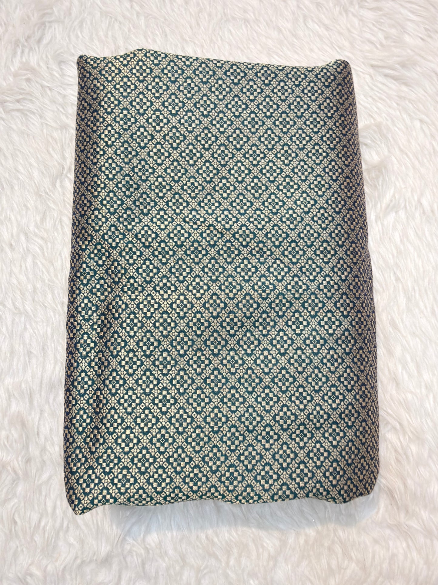 German Blue Colour Blended Brocade Fabrics