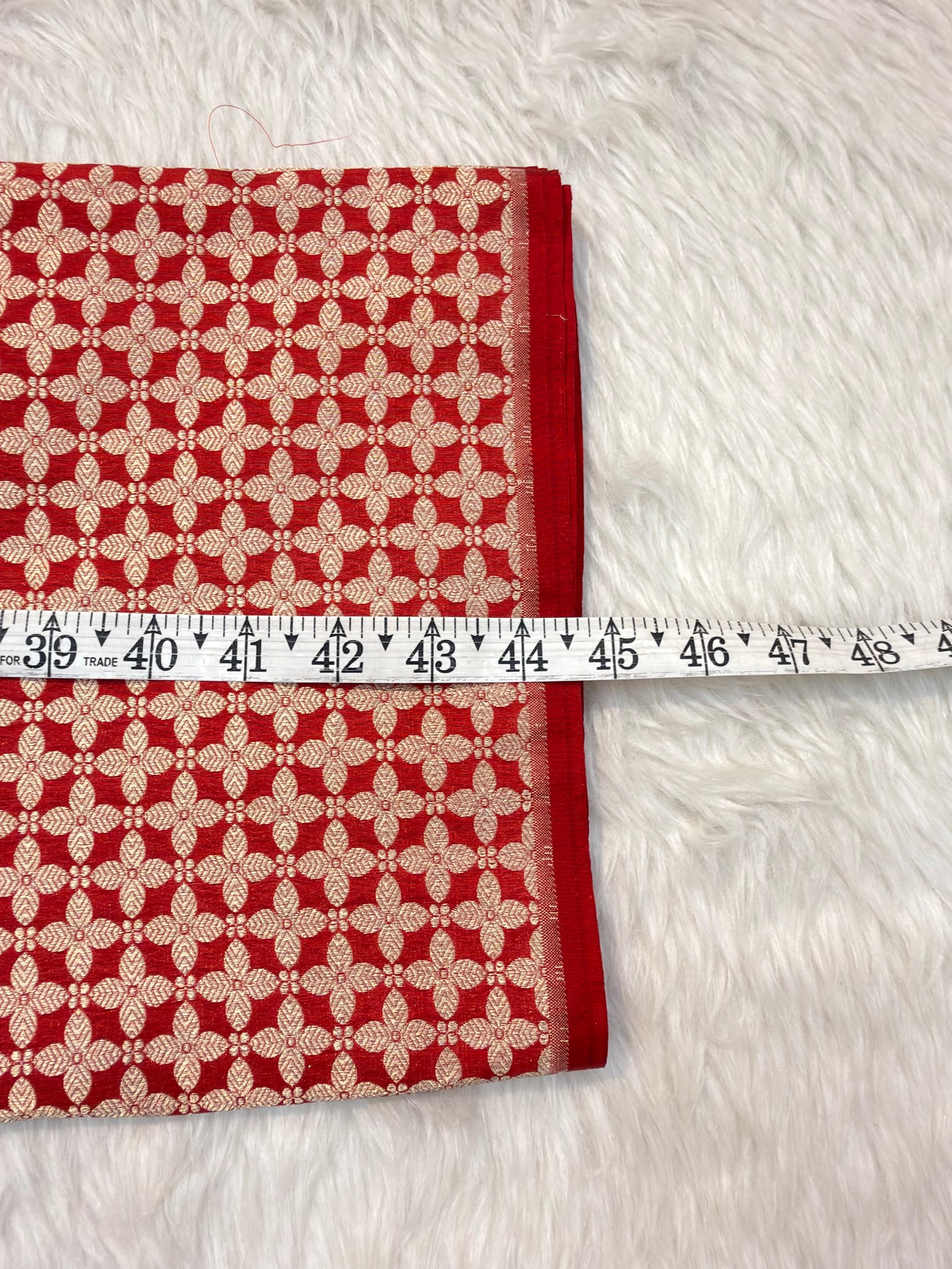 Red Colour Blended Brocade Fabrics