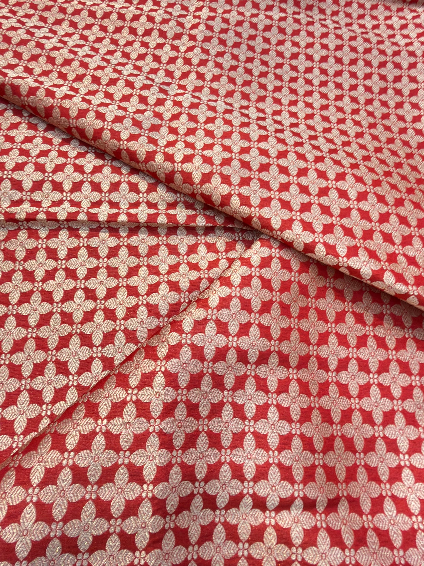 Red Colour Blended Brocade Fabrics