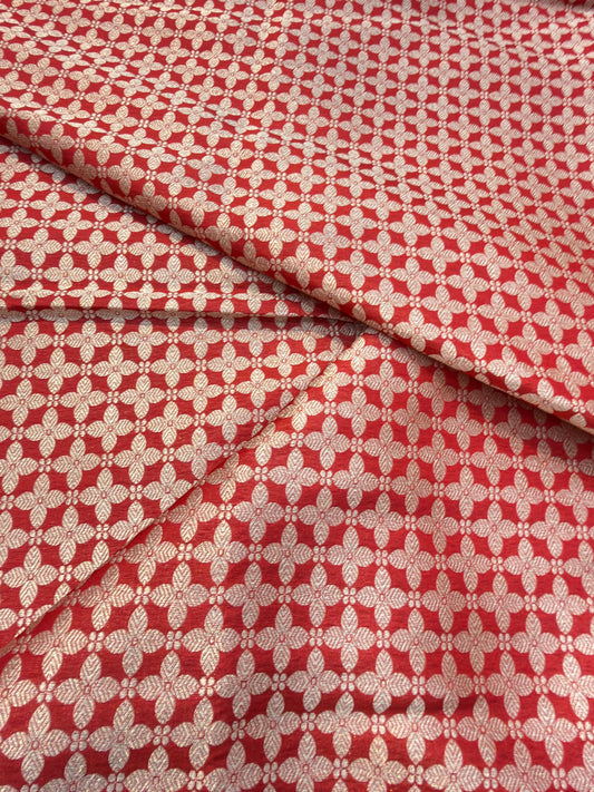 Red Colour Blended Brocade Fabrics