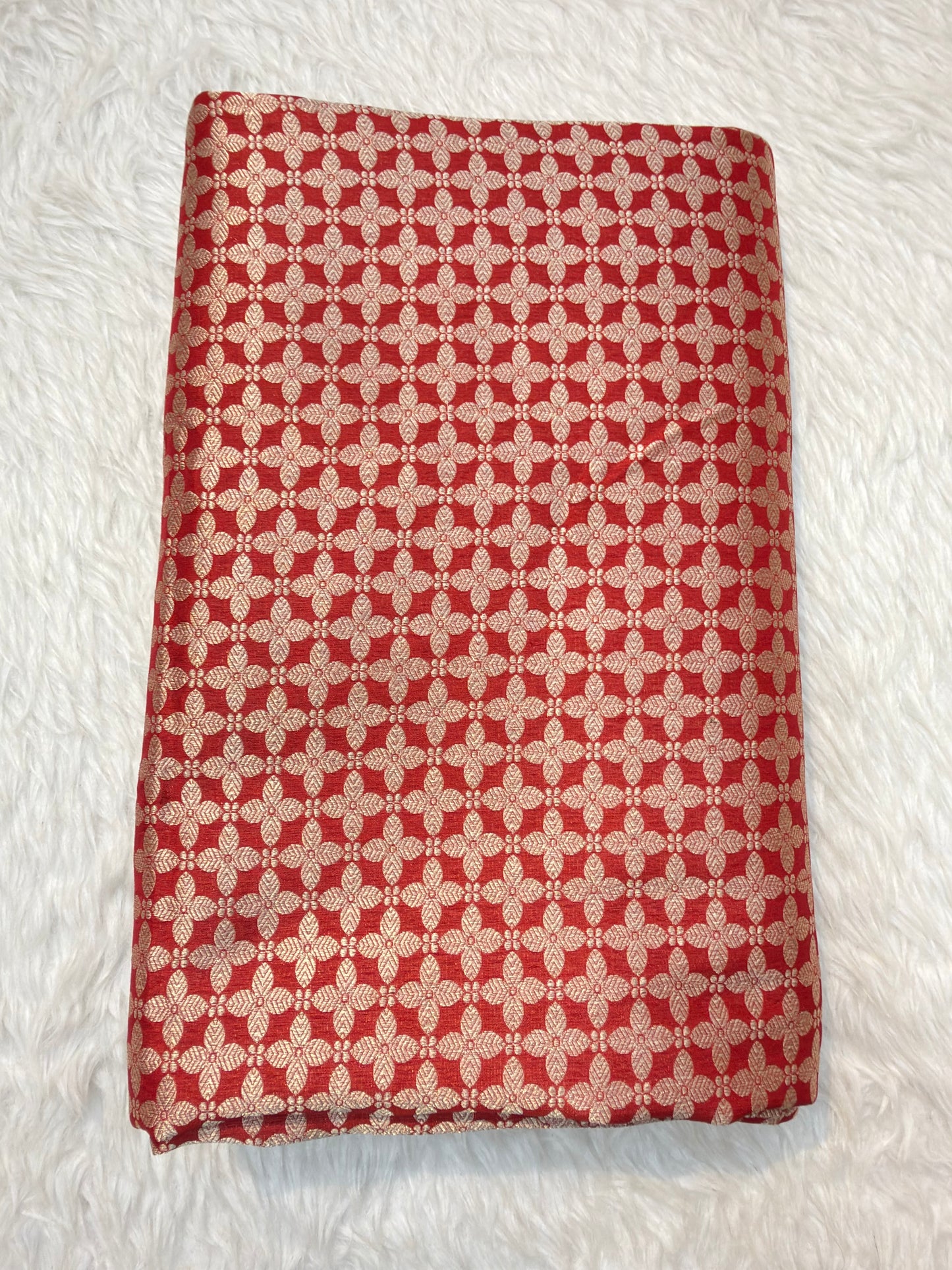 Red Colour Blended Brocade Fabrics